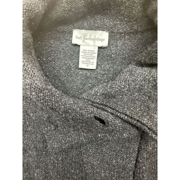 Soft Surroundings Women’s 100% Merino Wool Gray Long Sweater Sz M Sequin Trim - Picture 2 of 7